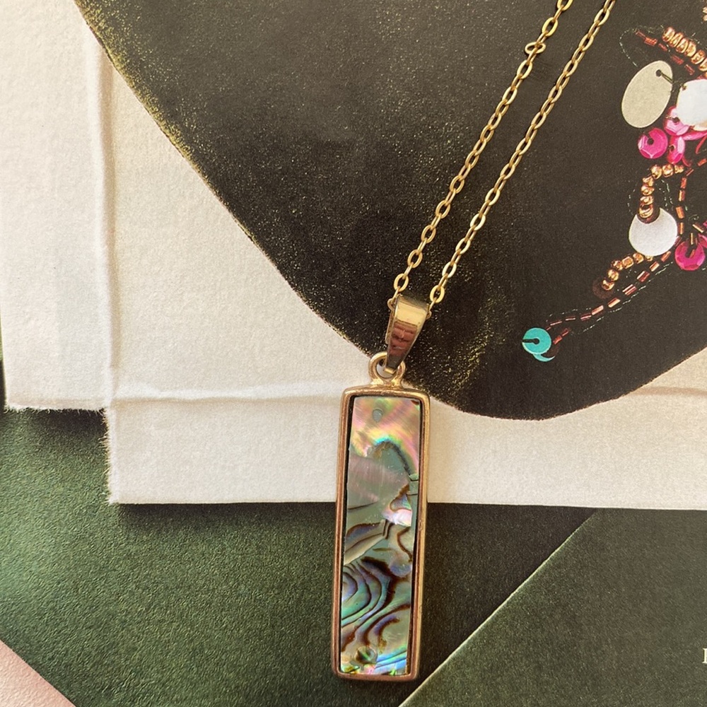 Abalone Shell Pendant Necklace on Gold Chain